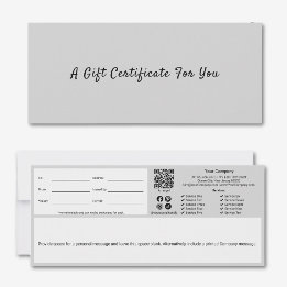Certificat cadeau Sophistiqué Gris Noir Script