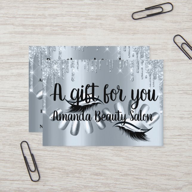 Certificat Cadeau Spa de cheveux Nails Luxury Blue (Devant/Arrière en situation)