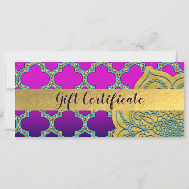 Certificat-cadeau sur le thème indien marocain ara (Devant)