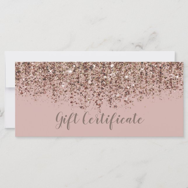 Certificat Cadeau Taupe Blush Rose Bronze Pailleté (Devant)