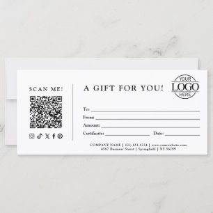 Certificat Cadeau Tendance Logo de l'entreprise