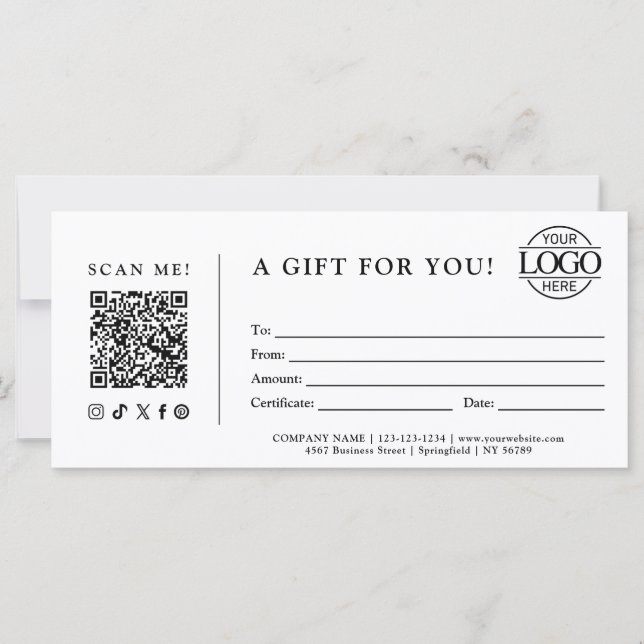 Certificat Cadeau Tendance | Logo de l'entreprise  (Devant)