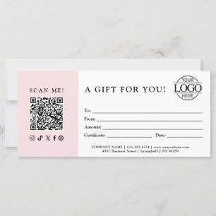 Certificat Cadeau Tendance Logo de l'entreprise