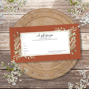 Certificat Cadeau Terracotta Végétal Or Entreprise