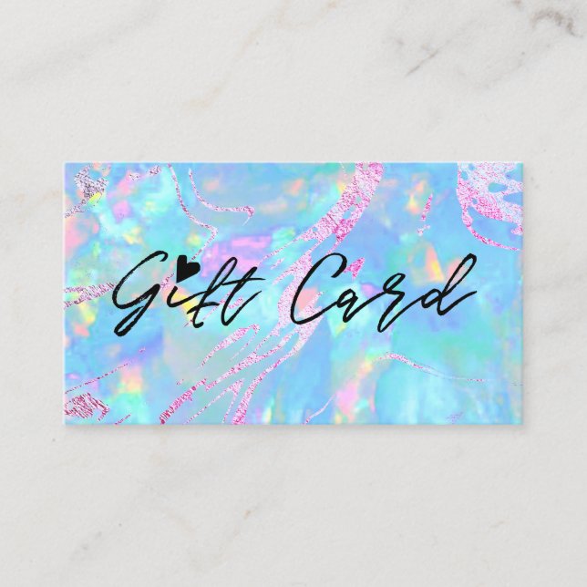 certificat cadeau texture opale bleu pastel (Devant)