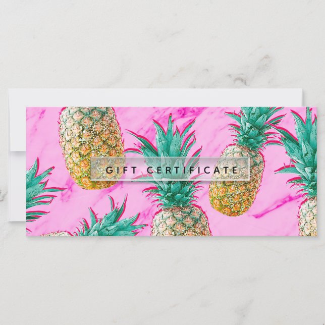 Certificat Cadeau Tropical aux Ananas & Marbre Ros (Devant)