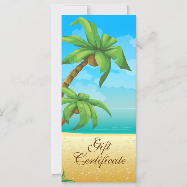 Certificat Cadeau Tropical Palm Tree And Beach (Devant)