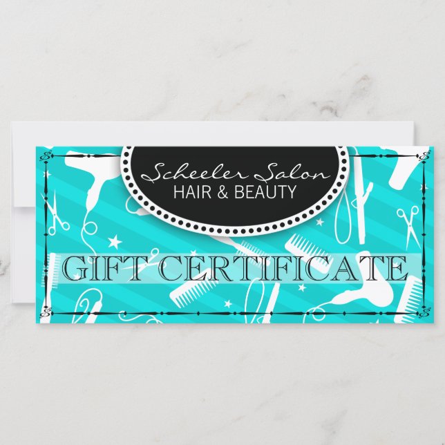 Certificat cadeau turquoise Blue Hair & Beauty (Devant)