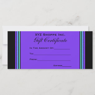 Certificat cadeau turquoise pourpre