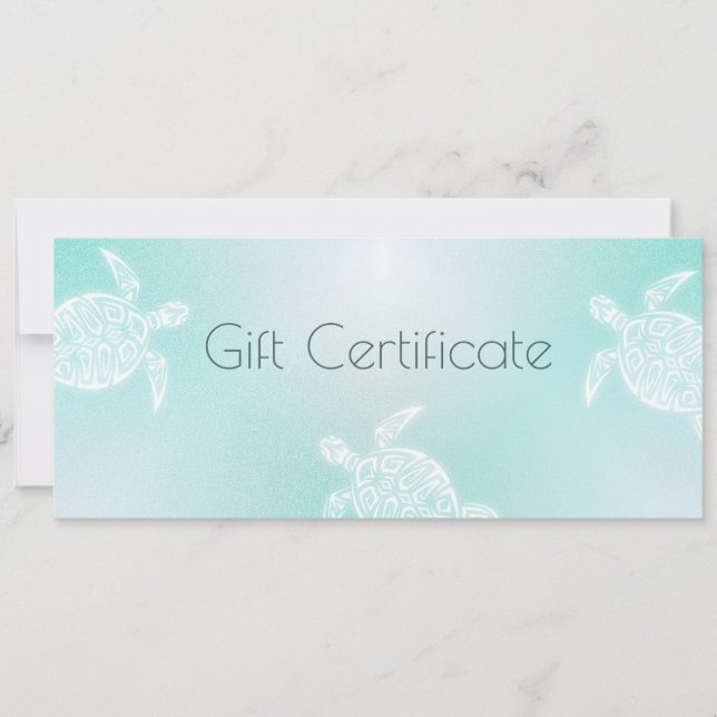 Certificat cadeau Turquoise White Turtle (Devant)