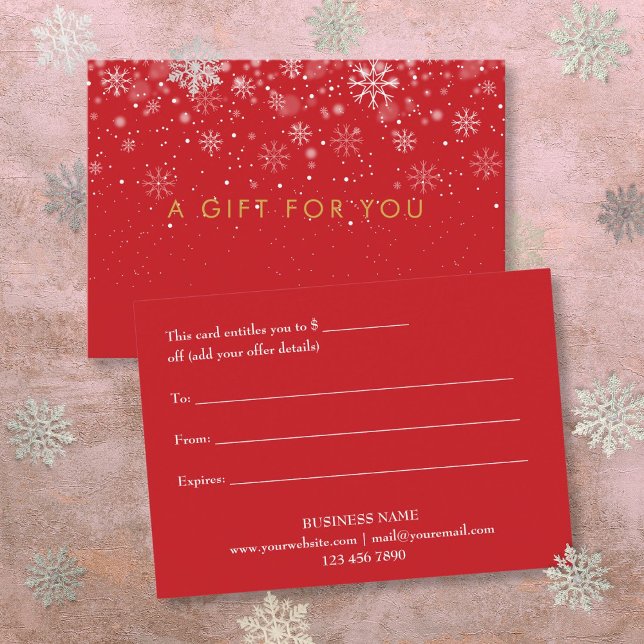 Certificat Cadeau Vacances Chic Flocons de Neige (Chic Holiday Business Snowflakes Gift Certificate)