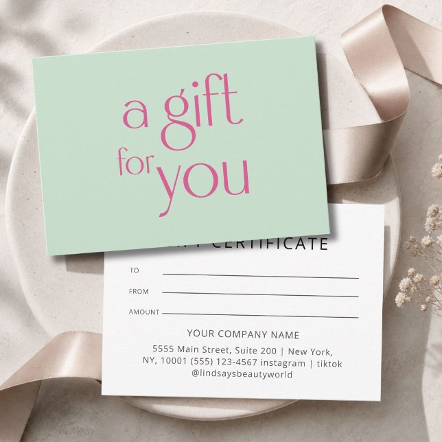Certificat Cadeau Vert Moderne (Modern Green Gift Certficate)