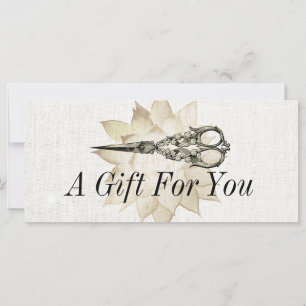 Certificat cadeau vintage ciseau floral élégant