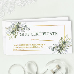 Certificat cadeau Watercolor Botanical Greenery