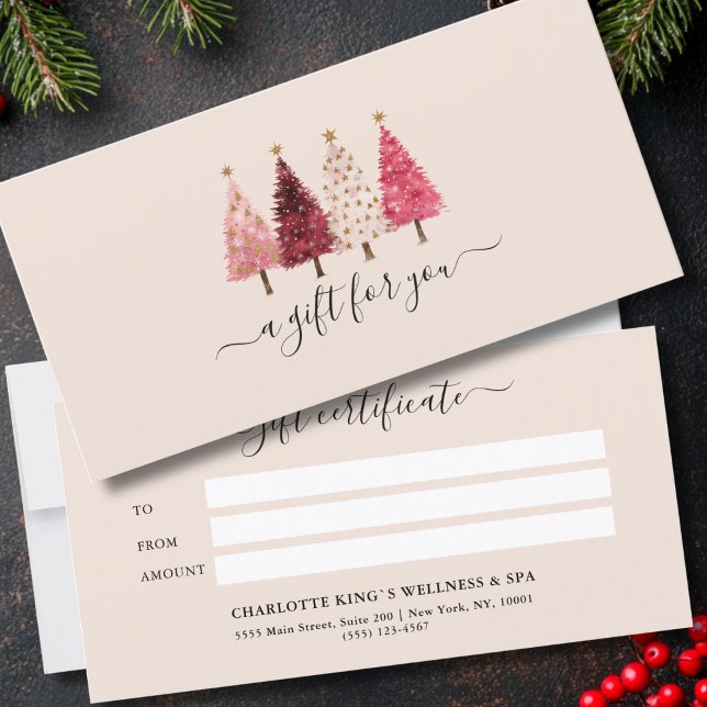 Certificat cadeau Whimsical Red Pink Blush Beige (Custom Whimsical Red Pink Blush-Beige Business Salon Gift Certificate)