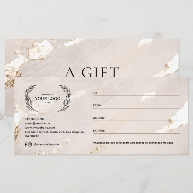 Certificat/Carte-Cadeau Luxueux Moderne avec Feuil (Devant / Derrière)