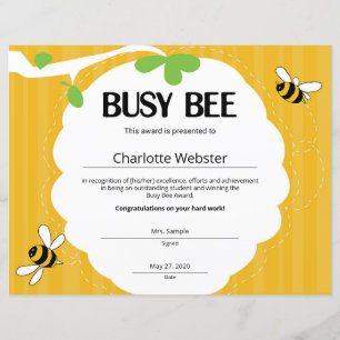 Certificat d'abeille occupéCertificat de reconnais