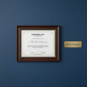 Certificat d'accomplissement professionnel élégant