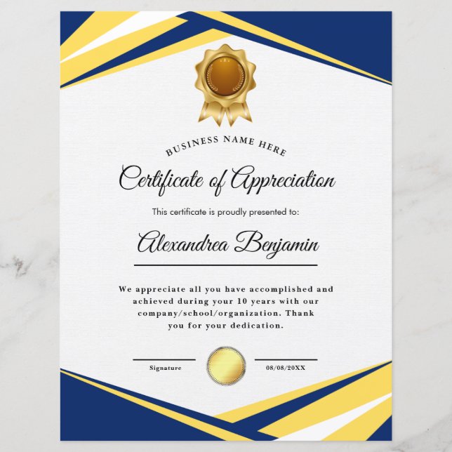 Certificat d'achèvement (Devant)