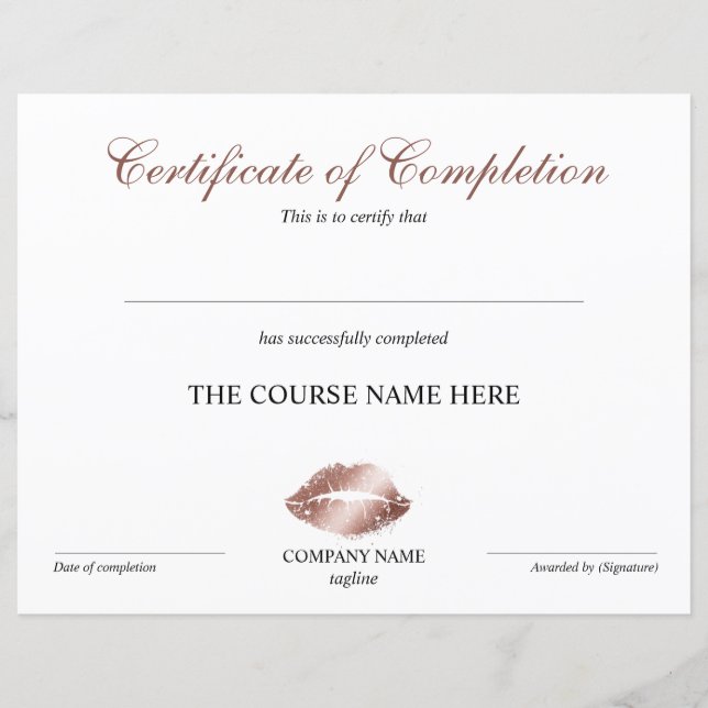 Certificat d'achèvement Accréditation Lips de cour (Devant)