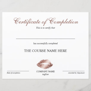 Certificat d'achèvement Accréditation Lips de cour