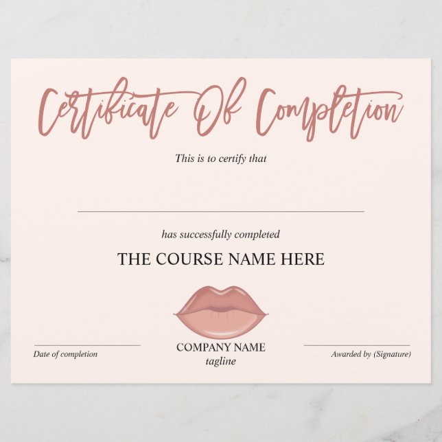 Certificat d'achèvement Accréditation Lips de cour (Devant)