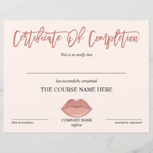 Certificat d'achèvement Accréditation Lips de cour