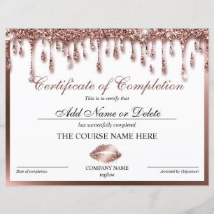 Certificat d'achèvement Accréditation Lips de cour