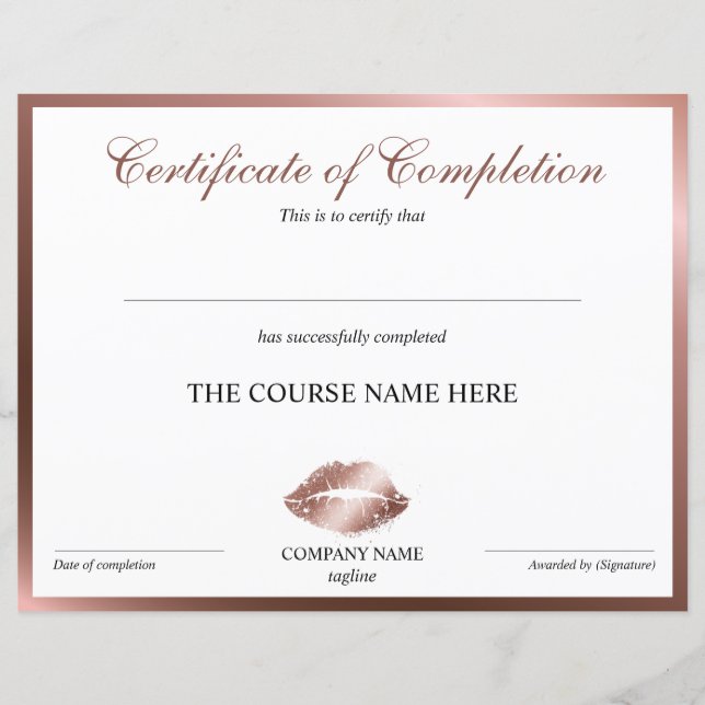 Certificat d'achèvement Accréditation Lips de cour (Devant)