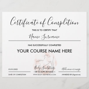 certificat d'achèvement Beauté Corps Esthétique
