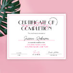 Certificat d'achèvement Beauté Lashes Pink Award<br><div class="desc">Certificat d'achèvement de cours de beauté en blanc et rose chaud, parfait pour les certificats d'achèvement pour les fougères, les sourcils ou d'autres cours de beauté. Vous pouvez également utiliser ce design moderne de certificat de récompense pour n'importe quel type de diplôme professionnel. Ce prix de cours d'esthétique rose présente...</div>