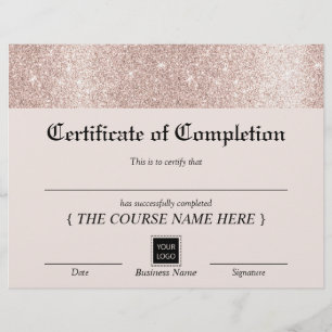 Certificat d'achèvement de la frontière or rose