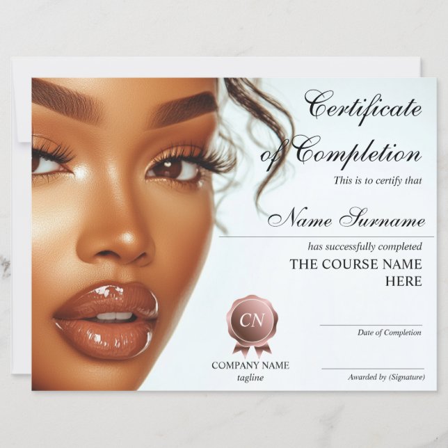 Certificat d'achèvement de maquillage (Devant)