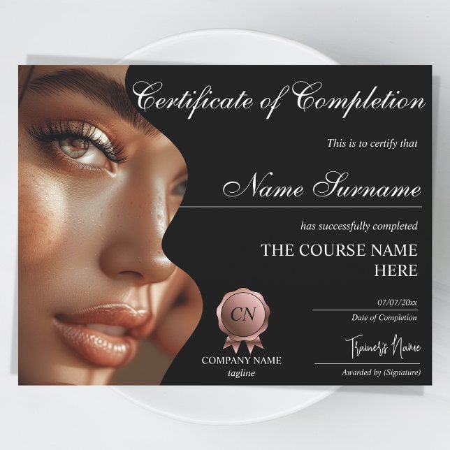 Certificat d'achèvement de maquillage (makeup beauty certificate)