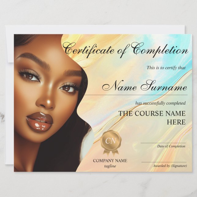 Certificat d'achèvement de maquillage (Devant)