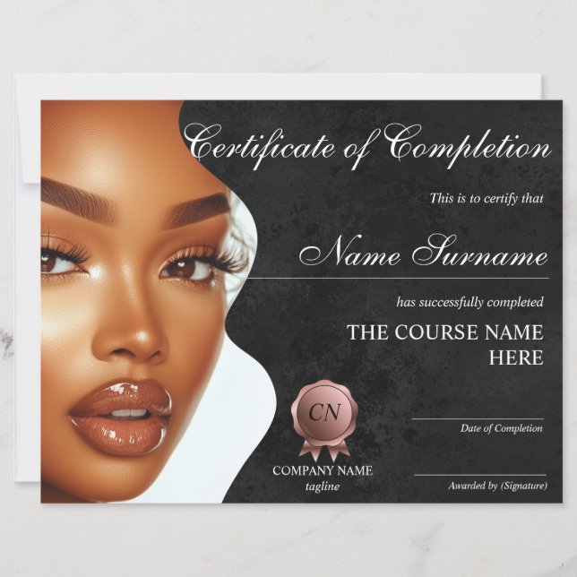 Certificat d'achèvement de maquillage (Devant)