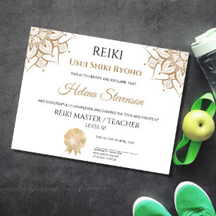 Certificat d'achèvement de Reiki Yoga
