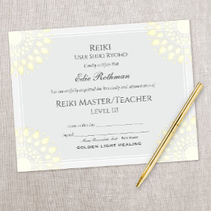 Certificat d'achèvement de Reiki Yoga