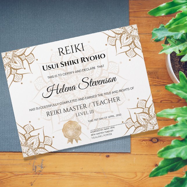 Certificat d'achèvement de Reiki Yoga (Créateur téléchargé)