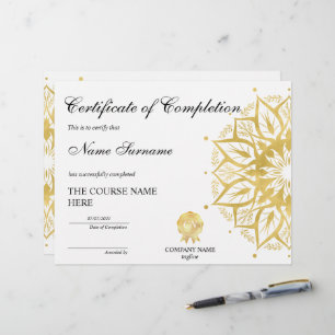 Certificat d'achèvement de Yoga Lotus