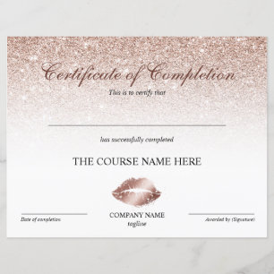 Certificat d'achèvement des lèvres de prime