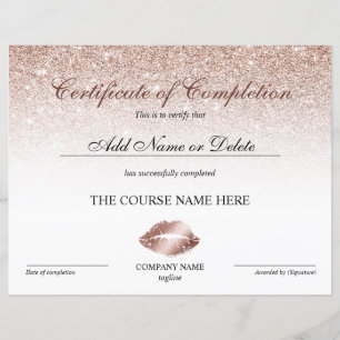 Certificat d'achèvement des lèvres de prime