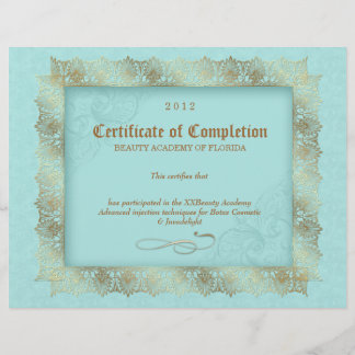 Certificat d'achèvement Diplôme Beauté Bleu