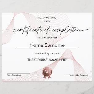 Certificat d'achèvement Diplôme de participation