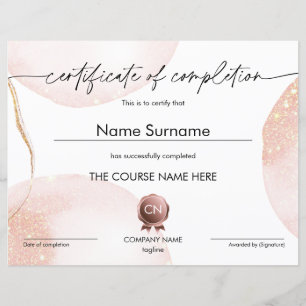 Certificat d'achèvement Diplôme de participation