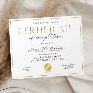 Certificat d'Achèvement Élégant Badge Doré