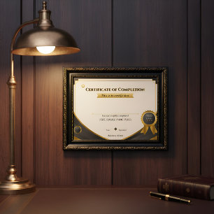 Certificat d'Achèvement Élégant Noir et Or P