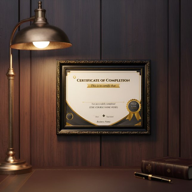 Certificat d'Achèvement Élégant Noir et Or P (Créateur téléchargé)