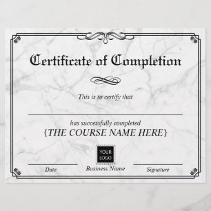 Certificat d'achèvement en marbre vintage