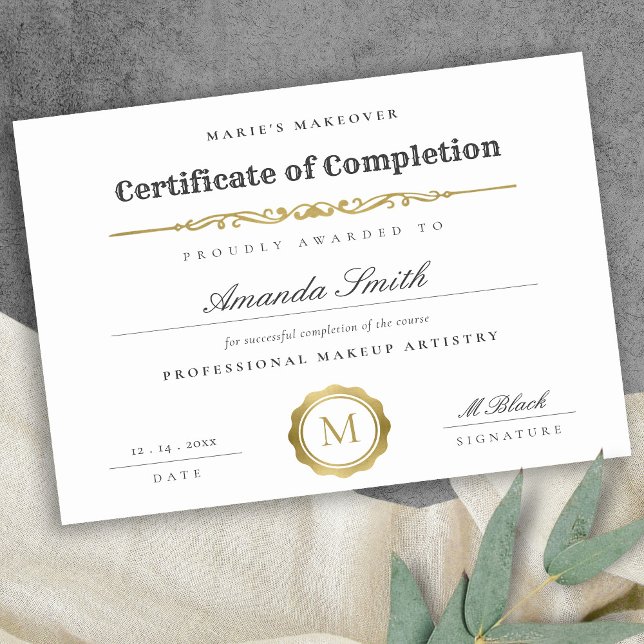 Certificat d'achèvement en or noir blanc (Créateur téléchargé)